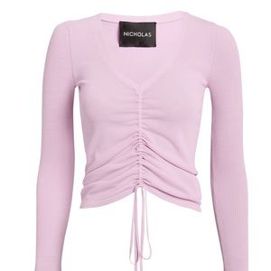 Nicholas Lilac Ruched Knit Drawstring Top